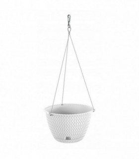 Ghiveci Decorativ Cu Lant – Rotund – Alb – 23x14.5 Cm – Splofy Ws 