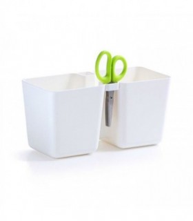 Ghiveci Decorativ De Flori – Dublu – Alb – 2.5 L – 24.4x11x12 Cm – Twins Cube