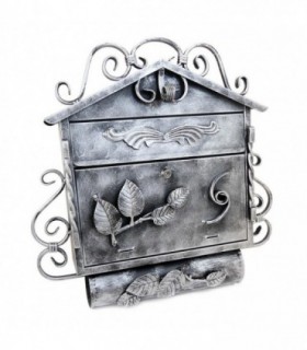 Cutie Postala – Cu Loc Pentru Ziar – Elemente Forjate – Argintiu – Format C4 – 52.5x15.5x53 Cm – Damech