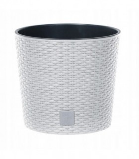 Ghiveci Decorativ De Flori – Prosperplast – Rato Round – Rotund – Alb – Imitatie Ratan – 30x27 Cm