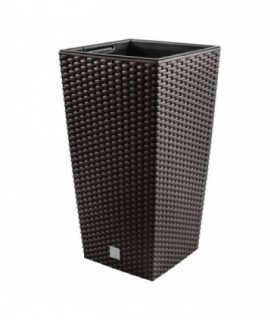 Ghiveci Decorativ De Flori – Prosperplast – Rato – Imitatie Ratan – Patrat – Maro – 22.5x22.5x42.1 Cm