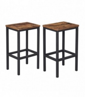 Set 2 Scaune De Bucatarie/bar – Artool – Pal Si Otel – Maro Rustic – Negru – 40x30x65 Cm