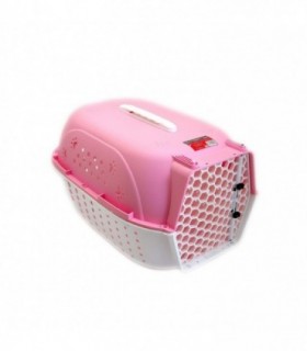 Cusca/geanta Pentru Transport Caine/pisica – Verk Group – Plastic – Roz Si Alb – 48x32x30 Cm