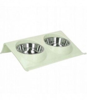 Castron – Bol Pentru Caine – Pisica – Dublu – Verk Group – Cu Suport – Inox Si Plastic – Diferite Culori – 29x19x7 Cm