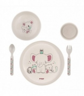 Set 5 Piese Vesela Pentru Mancarea Copiilor – Din Materiale Naturale – Fara Bpa – Fara Melamina – Lavabile In Masina De Spalat Vase –