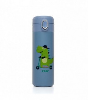 Sticla De Baut Cu Pai Din Silicon Pentru Copii – Din Otel Inoxidabil – 350ml – Albastru – Reer 90103