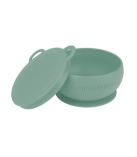 Bol Minikoioi Cu Ventuza Si Capac – 100% Premium Silicone River Green