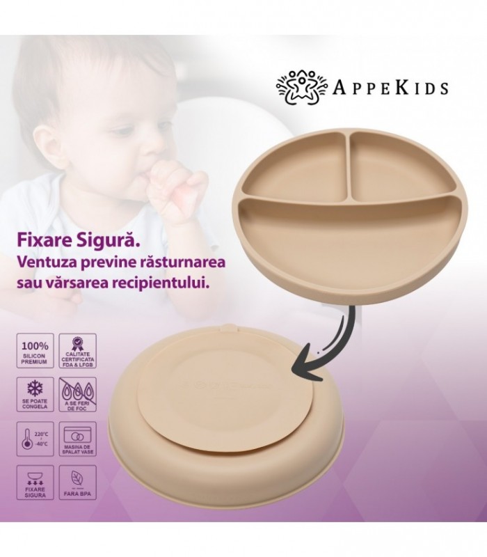 Set Diversificare – Appekids – 100% Silicon – Classic - Bubble Beige