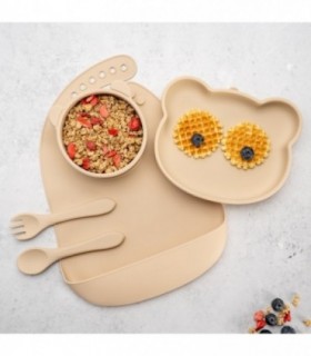 Set Diversificare – Appekids – 100% Silicon – Panda - Bubble Beige