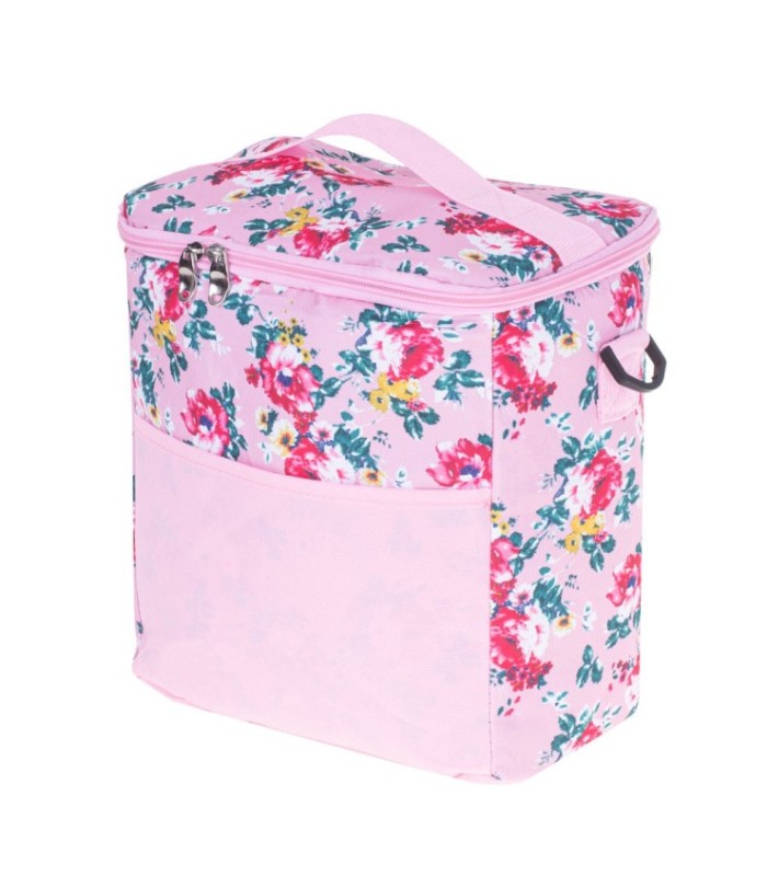 Geanta Termoizolanta Pentru Picnic Sau Plaja – Capacitate 11l – Culoare Roz Cu Flori