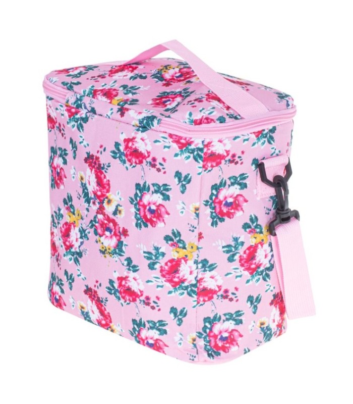 Geanta Termoizolanta Pentru Picnic Sau Plaja – Capacitate 11l – Culoare Roz Cu Flori