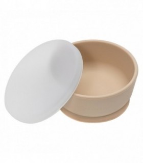Bol Din Silicon Cu Ventuza Si Capac – Appekids - Bubble Beige