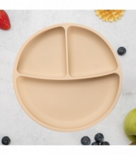 Farfurie Compartimentata Din Silicon Cu Ventuza – Appekids - Bubble Beige