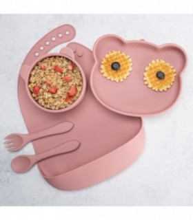 Set Diversificare – Appekids – 100% Silicon – Panda - Old Rose