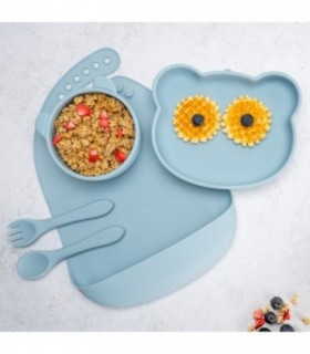 Set Diversificare – Appekids – 100% Silicon – Panda - Aqua Blue