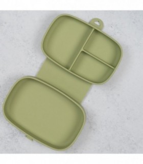 Caserola Compartimentata Din Silicon Cu Ventuza – Appekids Magic Box - Raw Green