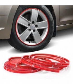 Inele De Protectie Si Decor Jante – Adezive – Din Plastic Flexibil - Rosu
