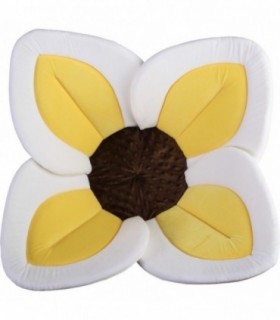 Cadita de plush si salteluta de joaca Lotus BloomingBath Alb/Galben/Maro