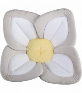 Cadita de plush si salteluta de joaca Lotus BloomingBath Gri/Alb/Galben