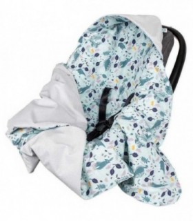 Paturica de infasat pentru scaun auto Velvet Infantilo Blue Rabbit/Gri