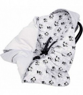 Paturica de infasat pentru scaun auto Velvet Infantilo Panda/Gri