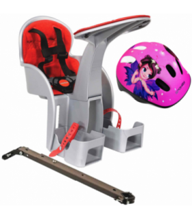 Scaun bicicleta copii SafeFront Clasic, Pozitie montare Centru, 15 Kg si si Casca Protectie XS 44-48 Fairy Tail WeeRide Gri/Rosu