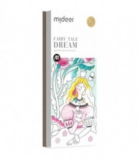 Carte de colorat cu apa, pensula de pictat si culori incluse, 19 x 8 x 1.3 cm, Fairy Tale Dream Mideer