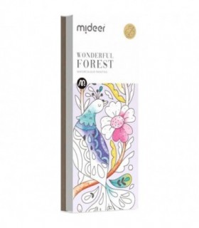 Carte de colorat cu apa, pensula de pictat si culori incluse, 19 x 8 x 1.3 cm, Wonderful Forest Mideer