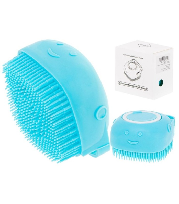 Perie Din Silicon Cu Dozator De Sampon Pentru Spalare Caini Sau Pisici – 7 – 5 X 7 – 5 Cm – Culoare Albastra