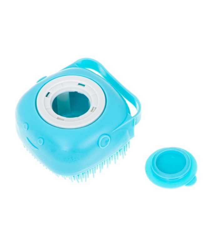 Perie Din Silicon Cu Dozator De Sampon Pentru Spalare Caini Sau Pisici – 7 – 5 X 7 – 5 Cm – Culoare Albastra