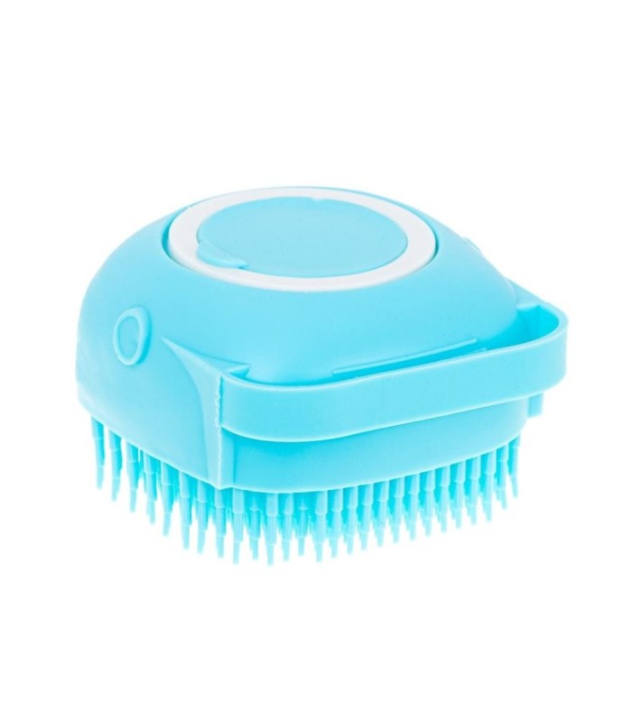 Perie Din Silicon Cu Dozator De Sampon Pentru Spalare Caini Sau Pisici – 7 – 5 X 7 – 5 Cm – Culoare Albastra