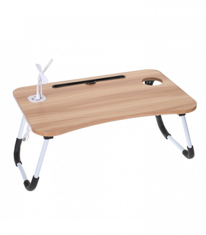 Masa pentru Laptop plianta din MDF, dimensiune 60 x 39,5 cm, cu USB, lampa si ventilator