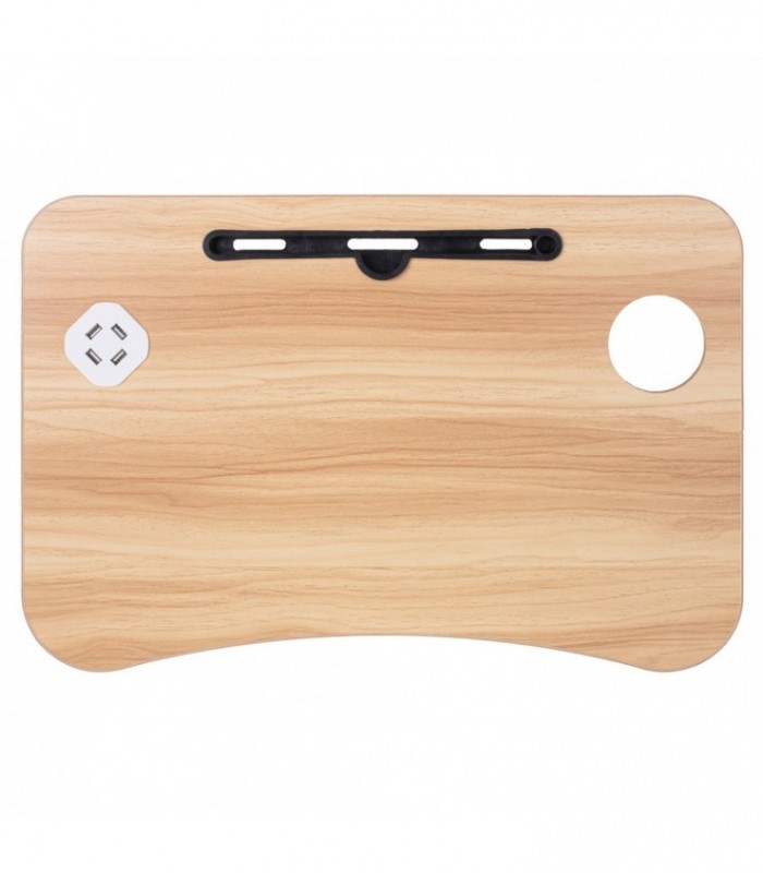 Masa pentru Laptop plianta din MDF, dimensiune 60 x 39,5 cm, cu USB, lampa si ventilator