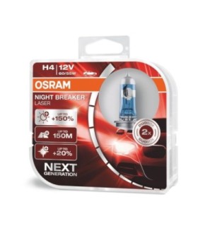 Set 2 Becuri Auto Cu Halogen Osram H4 12v 60/55w P43t Night Breaker Laser 150%