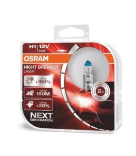 Set 2 Becuri Auto Cu Halogen Osram H1 12v 55w P14 – 5s Night Breaker Unlimited 150%