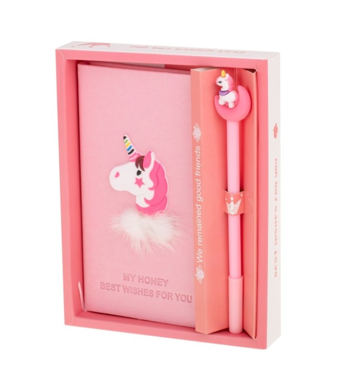 Set Cadou Pentru Copii – Caiet Cu Unicorn Finisat Cu Piele Ecologica Pix Cu Unicorn
