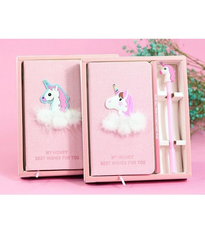 Set Cadou Pentru Copii – Caiet Cu Unicorn Finisat Cu Piele Ecologica Pix Cu Unicorn