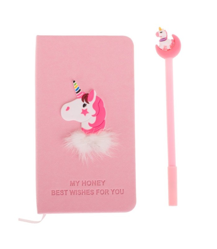 Set Cadou Pentru Copii – Caiet Cu Unicorn Finisat Cu Piele Ecologica Pix Cu Unicorn