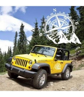 Sticker Autoadeziv Pentru Vehicule Off Road – Model Kompass – Dimensiune 44 X 55 Cm – Culoare Alba