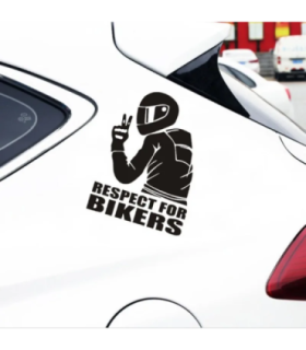 Sticker Autoadeziv Pentru Vehicule Off Road – Model Respect For Bikers – Dimensiune 17 X 12 Cm – Culoare Neagra