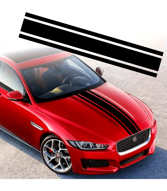 Sticker Autoadeziv Tuning – Model Triple Stripes – Dimensiune 125 X 22 Cm – Culoare Neagra