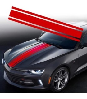 Sticker Autoadeziv Tuning – Model Triple Stripes – Dimensiune 125 X 22 Cm – Culoare Rosie