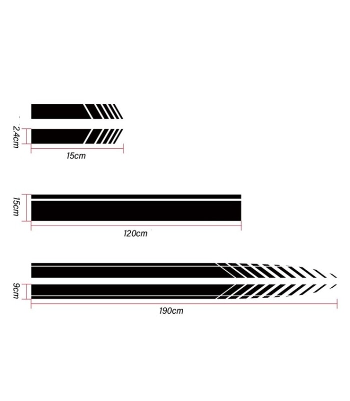 Set 5 Stickere Autoadezive Tuning – Model Racing Stripes V1 – Dimensiune 190 Cm – Culoare Neagra