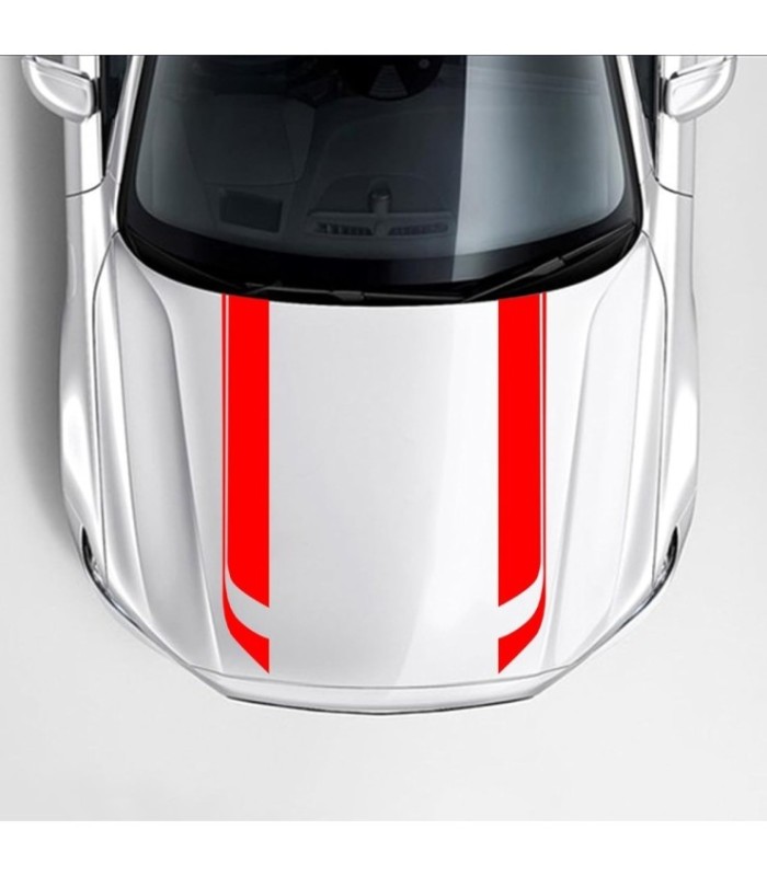 Set 2 Stickere Autoadezive Tuning – Model Hood Stripes V1 – Dimensiune 85 X 12 Cm – Culoare Rosie