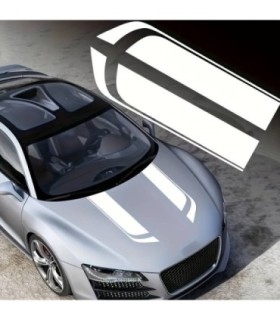 Set 2 Stickere Autoadezive Tuning – Model Hood Stripes V1 – Dimensiune 85 X 12 Cm – Culoare Alba