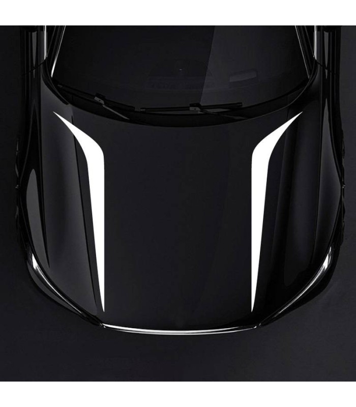 Set 2 Stickere Autoadezive Tuning – Model Hood Stripes V2 – Dimensiune 100 X 26 Cm – Culoare Alba