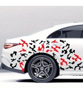 Set 2 Stickere Autoadezive Tuning In Doua Culori – Model Paint Stains – Dimensiune 97 X 47 Cm – Culoare Negru Rosu