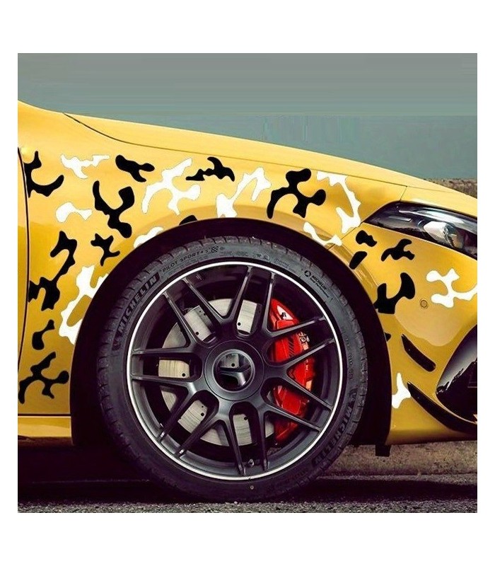 Set 2 Stickere Autoadezive Tuning In Doua Culori – Model Paint Stains – Dimensiune 97 X 47 Cm – Culoare Negru Alb