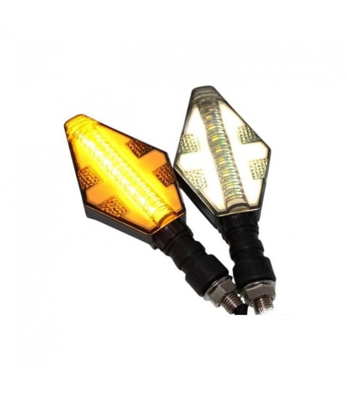 Set 2 Lampi Semnalizare Moto – Model Cross – Cu 2 Functii – Pozitie Si Semnalizare – Tensiune 12v