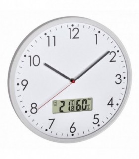 Ceas Analog Silentios De Perete – Cu Termometru Si Higrometru Digital – Alb – Tfa 60.3048.02